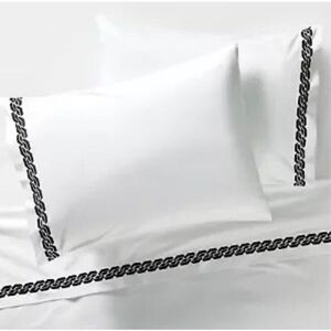 Dianne Von Furstenberg Black Chain Embroidery Full 400 Thread Count Bedding Shee